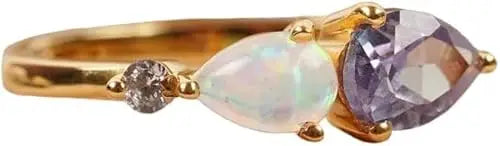 Bague Alexandrite & Opale — Pierre de Naissance Juin