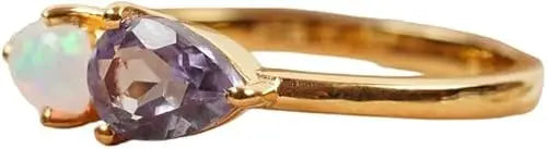 Bague Alexandrite & Opale — Pierre de Naissance Juin