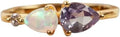 Bague duo de gouttes violet et blanc irisé