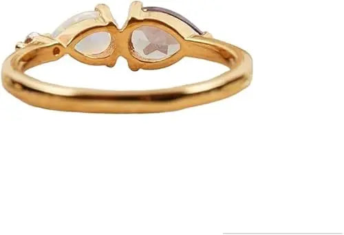 Bague duo de gouttes violet et blanc irisé