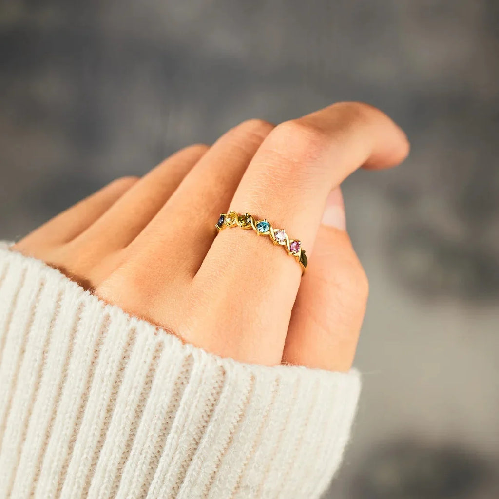 Bague Personnalisée Argent 925 — Pierre de Naissance