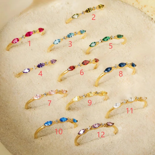 Bagues Argent 925 Zircon Coloré — Pierre de Naissance