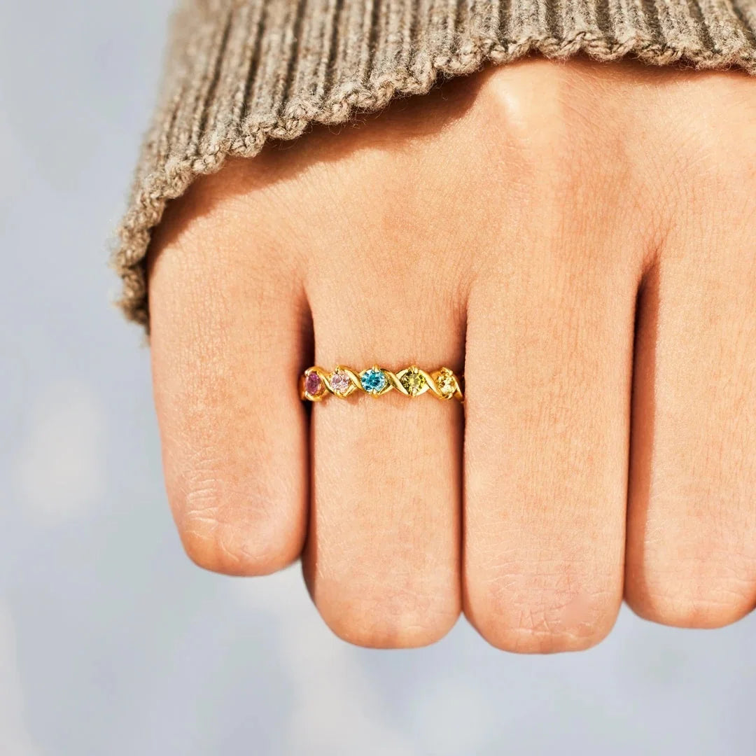 Bague Personnalisée Argent 925 — Pierre de Naissance