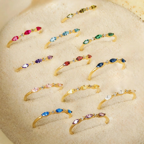Bagues Argent 925 Zircon Coloré — Pierre de Naissance