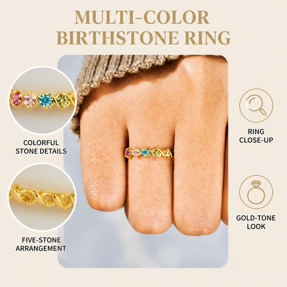 Bague Personnalisée Argent 925 — Pierre de Naissance
