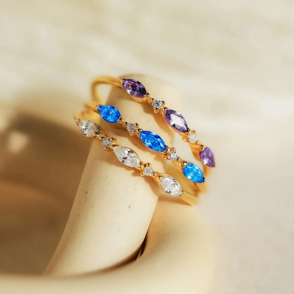 Bagues Argent 925 Zircon Coloré — Pierre de Naissance