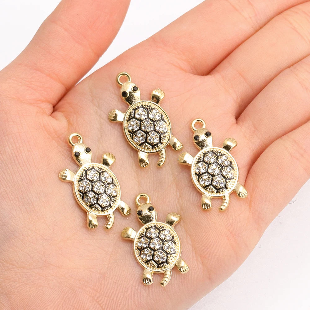 Lot de 10 breloques tortue à finition dorée