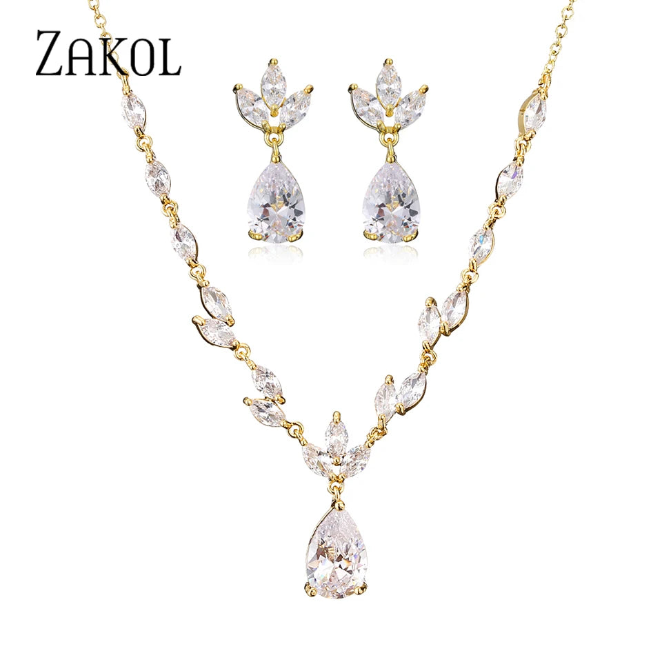 Parure Collier & Boucles d'Oreilles Zircon